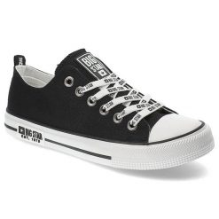 Czarne Trampki Big Star Modne Buty Damskie. Czarne trampki i tenisówki damskie BIG STAR, bez wzorów, z materiału, bez zapięcia. Za 99.00 zł.