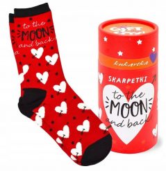 Skarpetki Walentynki To the moon and back. Skarpetki damskie KUKARTKA, bez wzorów. Za 38.59 zł.