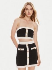 Elisabetta Franchi Bluzka TK-15B-42E2-004477 Czarny Slim Fit. Czarne bluzki damskie Elisabetta Franchi, bez wzorów, z syntetyku, bez kołnierzyka, bez ramiączek. Za 1,129.00 zł.