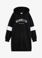 Sukienka dresowa oversize z czystej bawełny organicznej. Czarne sukienki damskie bonprix, bez wzorów, z bawełny, bez kołnierzyka, bez ramiączek, oversize. Za 139.99 zł.