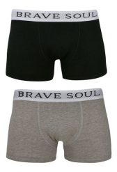 Męskie Bokserki Brave Soul, Obcisłe - Dwupak, Czarne, Szare. Szare bokserki męskie Brave Soul, bez wzorów, z bawełny. Za 45.00 zł.