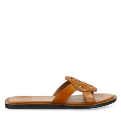 Klapki Gant. Brązowe klapki damskie GANT, bez wzorów, bez obcasa, bez zapięcia. Za 259.99 zł.