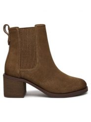 Clarks Botki Chamberly Top 26178832 Brązowy. Brązowe botki damskie Clarks, bez wzorów, ze skóry, bez obcasa, na słupku, bez zapięcia. Za 579.99 zł.