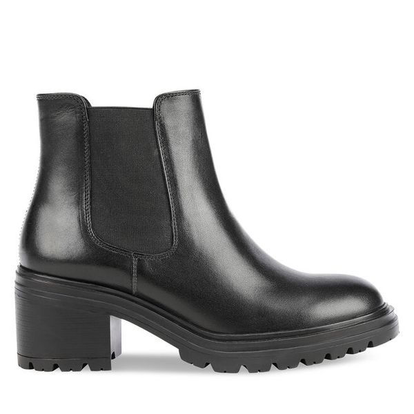Sztyblety Geox. Czarne botki damskie Geox, bez wzorów, bez obcasa, na słupku, bez zapięcia. Za 549.99 zł.
