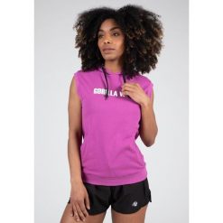 Virginia Bluza z kapturem bez rękawów - Fuksja. Czerwone bluzy damskie GORILLA WEAR, m, bez wzorów, z bawełny, bez ramiączek, z kapturem. Za 198.00 zł.