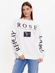 Replay Bluza W3638G.000.23358P Biały Regular Fit. Białe bluzy damskie Replay, m, bez wzorów, z bawełny, bez ramiączek, bez kaptura. Za 339.99 zł.