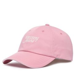 Czapka z daszkiem Tommy Jeans. Czerwone czapki damskie Tommy Jeans, bez wzorów, z jeansu. Za 149.99 zł.