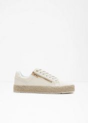 Sneakersy z zamkiem. Białe obuwie sportowe damskie bonprix, na lato, bez wzorów, bez zapięcia. Za 124.99 zł.