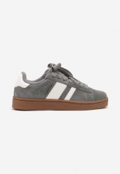 Ciemnoszare Buty Sportowe z Naturalnego Zamszu z Przeszyciami Palaviela. Szare buty sportowe męskie Born2be, bez wzorów, z jeansu, bez zapięcia. Za 159.99 zł.
