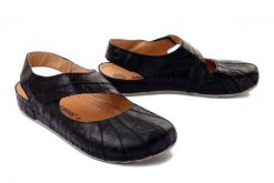 DR. BRINKMANN 710558-1 schwarz, sandały profilaktyczne damskie. Czarne sandały damskie Dr. Brinkmann, bez wzorów, ze skóry, bez obcasa, bez zapięcia. Za 349.90 zł.
