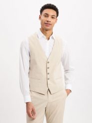 Finshley & Harding kamizelka garniturowa - Alameda Mężczyźni Slim Fit beżowy, 52. Brązowe garnitury męskie Finshley & Harding, m, bez wzorów, z syntetyku, eleganckie. Za 379.95 zł.