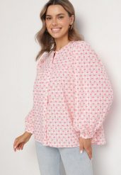 Różowa Koszula Bawełniana w Kratę i Serduszka Halariela. Czerwone koszule damskie Born2be, m, bez wzorów, z bawełny, eleganckie, bez kołnierzyka, bez ramiączek. Za 129.99 zł.