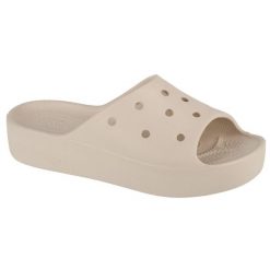 Klapki damskie Crocs Platform Slide. Szare klapki damskie Crocs, bez wzorów, z materiału, sportowe, bez obcasa, bez zapięcia. Za 295.00 zł.