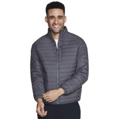 Kurtka sportowa męska GO Shield Altitude Reversible Jacket. Szare kurtki sportowe męskie Skechers, m, bez wzorów, z poliesteru, bez kaptura, trekkingowe. Za 399.99 zł.