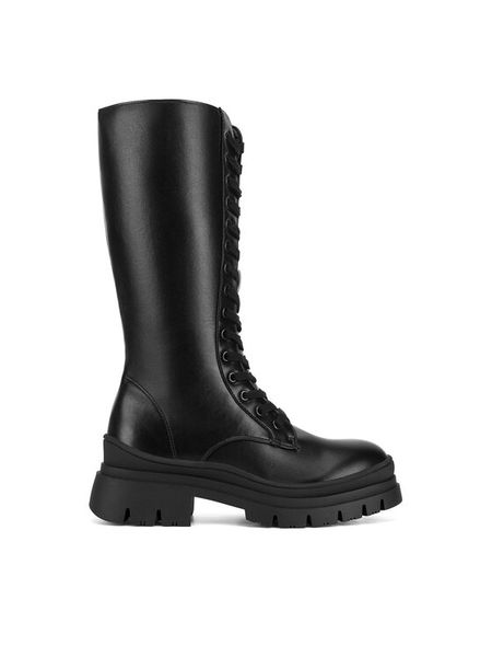 Jenny Fairy Kozaki WYL3909-1 Czarny. Czarne kozaki damskie Jenny Fairy, bez wzorów, z materiału, bez obcasa, na płaskiej podeszwie, bez zapięcia. Za 229.99 zł.