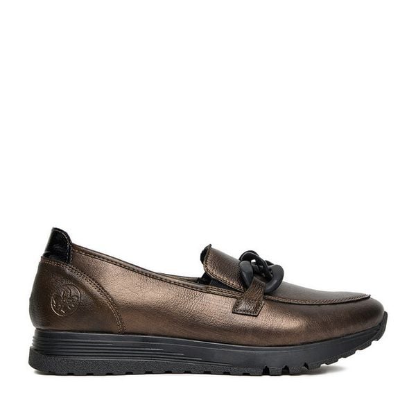 Półbuty Rieker. Żółte półbuty damskie Rieker, bez wzorów, bez obcasa, na płaskiej podeszwie, bez zapięcia. Za 219.99 zł.