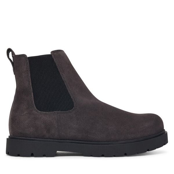 Sztyblety Birkenstock. Szare botki męskie Birkenstock, bez wzorów, bez obcasa, bez zapięcia. Za 854.99 zł.