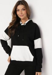 Czarna Bawełniana Bluza z Kapturem Aneksa. Czarne bluzy damskie Born2be, bez wzorów, z bawełny, casualowe, bez ramiączek, z kapturem. Za 84.99 zł.