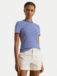 LAUREN RALPH LAUREN T-Shirt 200P03721004 Niebieski Slim Fit. Niebieskie t-shirty damskie Lauren Ralph Lauren, s, bez wzorów, z bawełny, bez kołnierzyka, bez ramiączek. Za 329.99 zł.