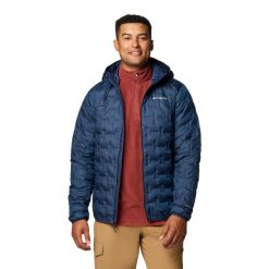 Kurtka puchowa męska Columbia Delta Ridge II Down Hooded z kapturem. Niebieskie kurtki męskie Columbia, m, bez wzorów, z puchu, sportowe, z kapturem. Za 732.55 zł.