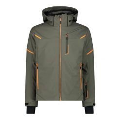 Kurtka męska narciarska CMP 33W0897. Zielone kurtki sportowe męskie CMP, na zimę, l, bez wzorów, z softshellu, z kapturem, narciarskie. W wyprzedaży za 871.90 zł.