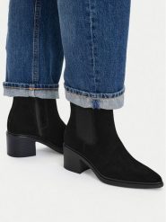 Lasocki Botki CEO-WS13657-01 Czarny. Czarne botki damskie Lasocki, bez wzorów, ze skóry, bez obcasa, na słupku, bez zapięcia. Za 249.99 zł.