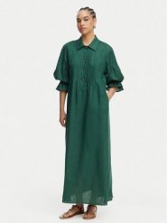 Luisa Spagnoli Sukienka koszulowa Pasotto 543083 Zielony ciemny Regular Fit. Zielone sukienki damskie Luisa Spagnoli, l, bez wzorów, ze lnu, bez kołnierzyka, bez ramiączek, koszulowe. Za 1,809.00 zł.