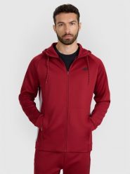 4F Bluza treningowa regular szybkoschnąca męska - czerwona XXL. Czerwone bluzy sportowe męskie 4F, m, bez wzorów, z dzianiny, z kapturem, na fitness i siłownię. Za 199.99 zł.