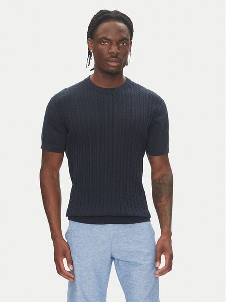 Lindbergh Sweter 30-804115 Granatowy Slim Fit. Niebieskie swetry męskie Lindbergh, m, bez wzorów, z bawełny, bez kołnierzyka, bez ramiączek. Za 129.99 zł.