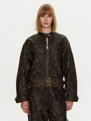 Gestuz Kurtka skórzana Linera 10909473 Brązowy Loose Fit. Brązowe kurtki damskie Gestuz, bez wzorów, ze skóry, bez kaptura. Za 2,029.00 zł.
