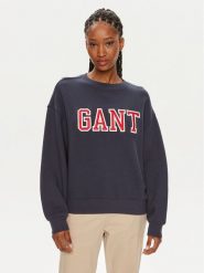 Gant Bluza Logo 4200840 Granatowy Relaxed Fit. Niebieskie bluzy damskie GANT, xl, bez wzorów, z bawełny, bez ramiączek, bez kaptura. Za 489.99 zł.