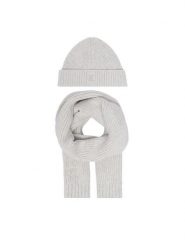Calvin Klein Jeans Zestaw szalik i czapka Knitted Scarf Beanie Giftbox LVCKFJP00N Szary jasny. Szare czapki damskie Calvin Klein Jeans, bez wzorów, z bawełny. Za 209.99 zł.