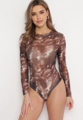 Brązowe Body w Marmurkowy Wzór z Długimi Rękawami Talinse. Brązowe body Born2be, bez wzorów. Za 84.99 zł.