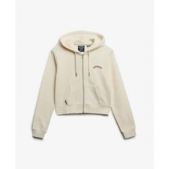 Bluza damska z kapturem Superdry Essential. Białe bluzy damskie Superdry, xl, bez wzorów, prążkowane, eleganckie, bez ramiączek, z kapturem. Za 380.20 zł.