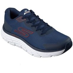 Buty sportowe męskie Skechers Max Flex Maryn. Niebieskie buty sportowe męskie Skechers, bez wzorów, bez zapięcia, na fitness i siłownię. Za 490.00 zł.