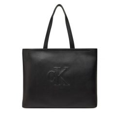 Torebka Calvin Klein Jeans. Czarne shopperki damskie Calvin Klein Jeans, bez wzorów, z jeansu, bez dodatków. Za 369.99 zł.