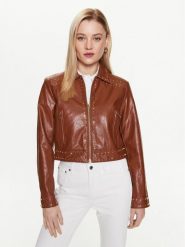 MICHAEL Michael Kors Kurtka z imitacji skóry Astor MS320B7DTW Brązowy Cropped Fit. Brązowe kurtki damskie MICHAEL Michael Kors, xl, bez wzorów, ze skóry, bez kaptura. Za 2,239.00 zł.