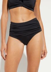 Modelujące figi bikini, High Waist, lekki stopień modelowania sylwetki. Czarne bikini bonprix, bez wzorów. Za 67.99 zł.