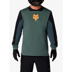 Bluza rowerowa męska Fox Defend LS Jersey Creation. Zielone bluzy męskie FOX, m, bez wzorów, z jersey, sportowe, bez ramiączek, bez kaptura. Za 313.49 zł.