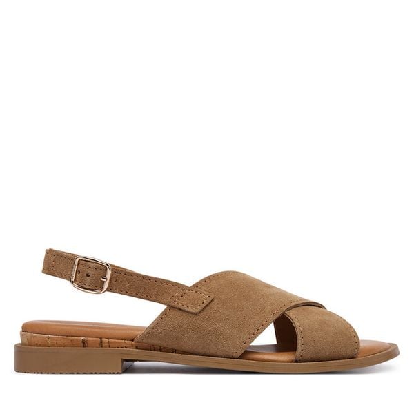 Sandały Tamaris. Brązowe sandały damskie Tamaris, bez wzorów, bez obcasa, na płaskiej podeszwie, bez zapięcia. Za 274.99 zł.