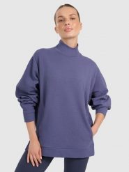 4F Bluza dresowa do jogi i pilatesu damska - granatowa XL. Niebieskie bluzy damskie 4F, l, bez wzorów, z bawełny, bez ramiączek, bez kaptura. Za 199.99 zł.