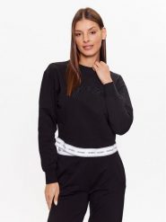 Guess Bluza O3YQ01KBS91 Czarny Regular Fit. Czarne bluzy damskie Guess, l, z aplikacjami, z bawełny, bez ramiączek, bez kaptura. Za 139.99 zł.