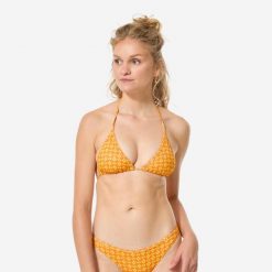 Góra kostiumu kąpielowego damska Decathlon Mae Keyshot. Brązowe bikini Decathlon, bez wzorów, z elastanu. Za 39.99 zł.