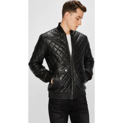 Trussardi Jeans - Kurtka skórzana. Czarne kurtki męskie TRUSSARDI JEANS, s, bez wzorów, z bawełny, bez kaptura. W wyprzedaży za 899.90 zł.