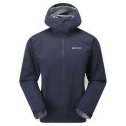 Kurtka przeciwdeszczowa z kapturem Montane Phase Lite. Niebieskie kurtki męskie Montane, l, bez wzorów, z gore-texu, z kapturem. Za 1,094.49 zł.