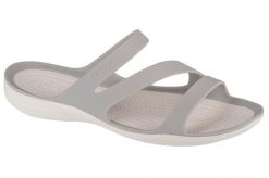 Klapki damskie Crocs Swiftwater. Szare klapki damskie Crocs, na lato, bez wzorów, z materiału, bez obcasa, bez zapięcia. Za 199.99 zł.