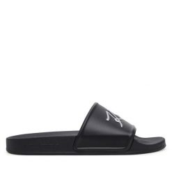 Klapki KARL LAGERFELD. Czarne klapki damskie KARL LAGERFELD, bez wzorów, bez obcasa, bez zapięcia. Za 399.99 zł.