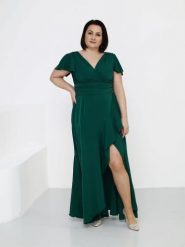 Sukienka Model Soe Green - Jersa. Zielone sukienki damskie Jersa, l, bez wzorów, z elastanu, eleganckie, bez kołnierzyka, plus size, bez ramiączek. Za 668.78 zł.