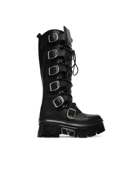 NEW ROCK Kozaki M-WALL272-S1 Czarny. Czarne kozaki damskie NEW ROCK, bez wzorów, ze skóry, bez obcasa, na płaskiej podeszwie, bez zapięcia. Za 1,569.00 zł.