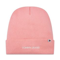 Czapka Tommy Jeans. Czerwone czapki damskie Tommy Jeans, na zimę, bez wzorów, z jeansu. Za 169.99 zł.